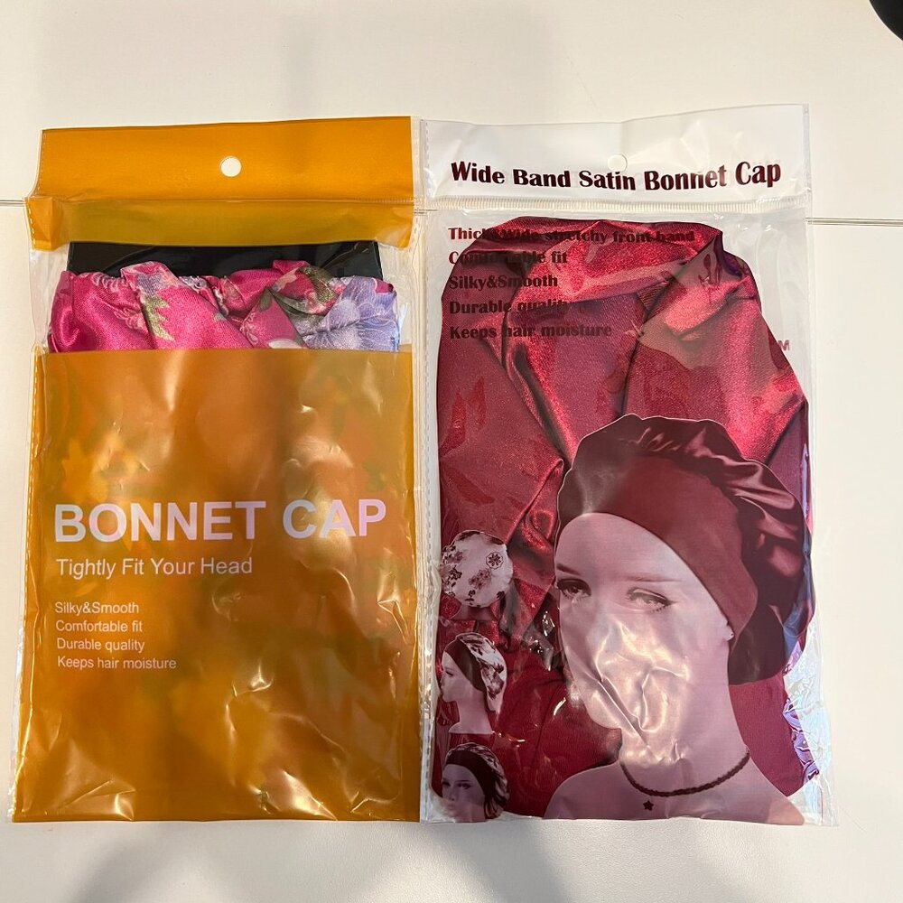 2 Piece Wide‎ Band Satin Sleeping Bonnet for Heatless Curls (NEW IN PACKAGE) - Picture 2 of 6